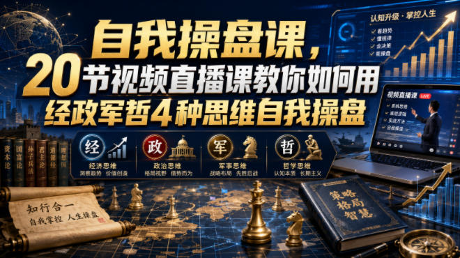 自我操盘课,20节视频直播课教你如何用经政军哲4种思维自我操盘昊趣阁资源网昊趣阁资源网