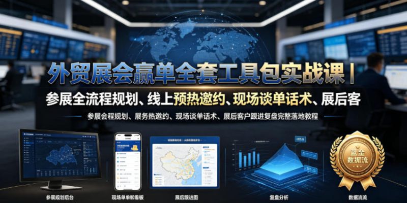 外贸展会赢单全套工具包实战课｜参展全流程规划、线上预热邀约、现场谈单话术、展后客户跟进复盘完整落地教程昊趣阁资源网昊趣阁资源网