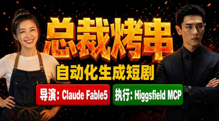 Claude Fable5担任导演+Higgsfield MCP落地执行｜《总裁烤串》真人质感短剧全自动AI生成全流程教学昊趣阁资源网昊趣阁资源网