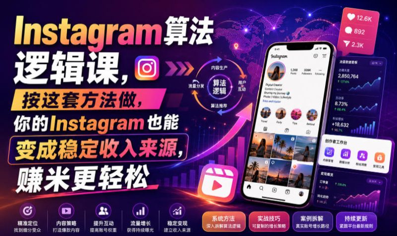 Instagram算法逻辑课,按这套方法做,你的Instagram也能变成稳定收入来源,賺米更轻松【原创双语字幕】昊趣阁资源网昊趣阁资源网