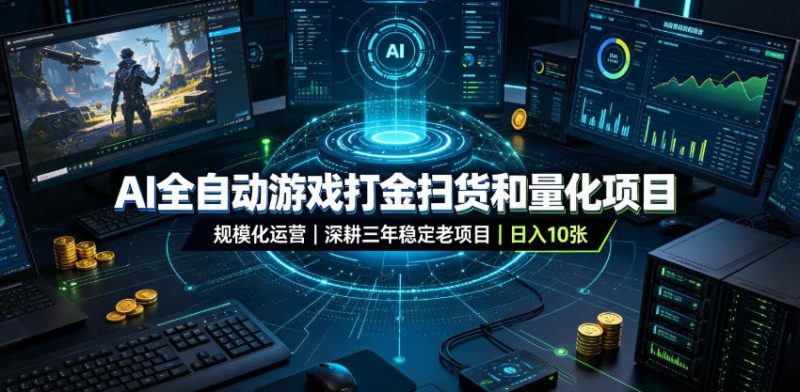 AI全自动游戏打金扫货和量化项目,规模化运营日入10张,深耕三年稳定老项目!【揭秘】昊趣阁资源网昊趣阁资源网