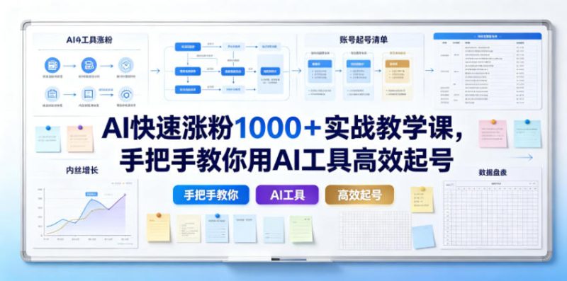 AI快速涨粉1000＋实战教学课，手把手教你用AI工具高效起号昊趣阁资源网昊趣阁资源网