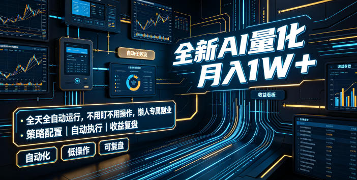 全新AI量化月入1W+,全天全自动运行,不用盯不用操作,懒人专属副业!【揭秘】昊趣阁资源网昊趣阁资源网