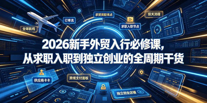 2026新手外贸入行必修课,从求职入职到独立创业的全周期干货昊趣阁资源网昊趣阁资源网
