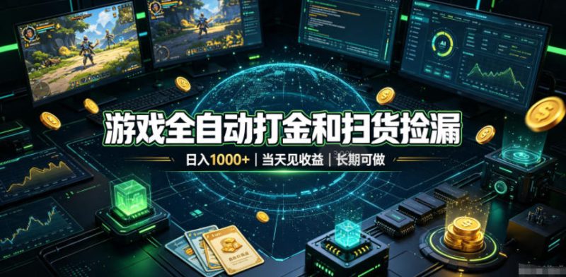 游戏全自动打金和扫货捡漏,日入1k+,当天见收益,长期可做!【揭秘】昊趣阁资源网昊趣阁资源网
