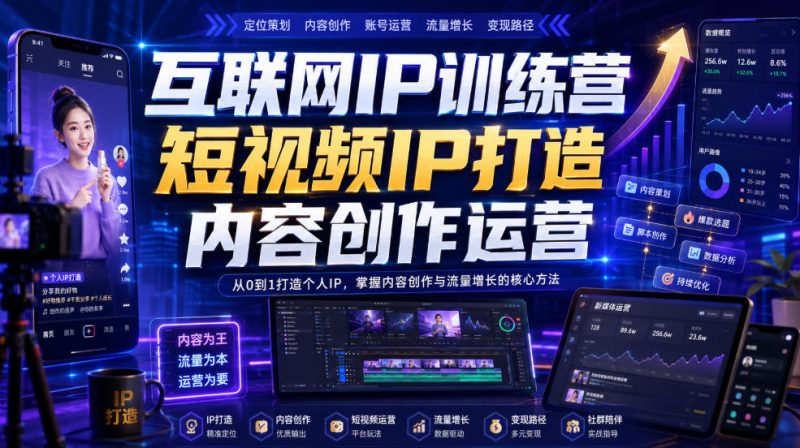 互联网IP训练营,短视频IP打造,内容创作运营昊趣阁资源网昊趣阁资源网