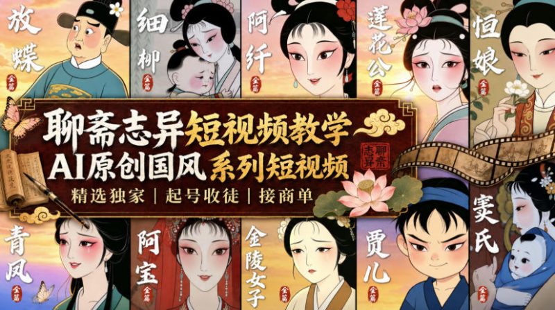 聊斋志异短视频教学,AI原创国风系列短视频,精选独家丨起号收徒丨接商单(更新0818)昊趣阁资源网昊趣阁资源网