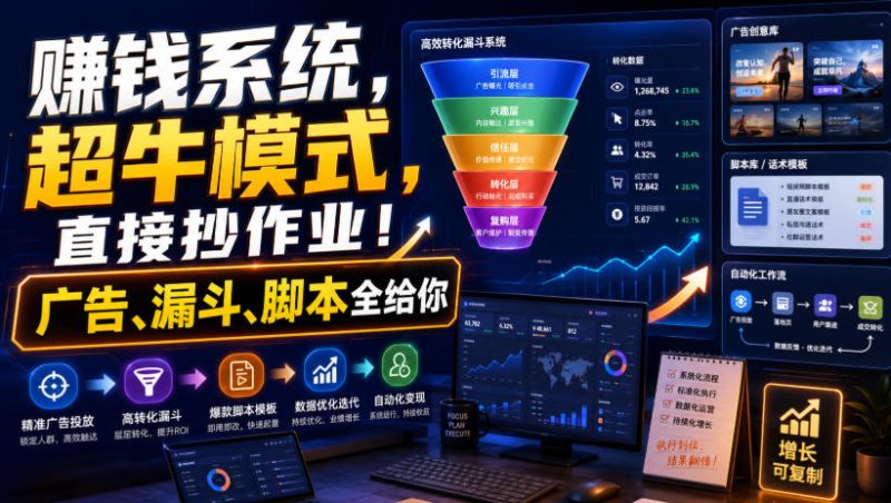 賺钱系统，超牛模式，直接抄作业！广告、漏斗、脚本全给你【原创双语字幕】昊趣阁资源网昊趣阁资源网
