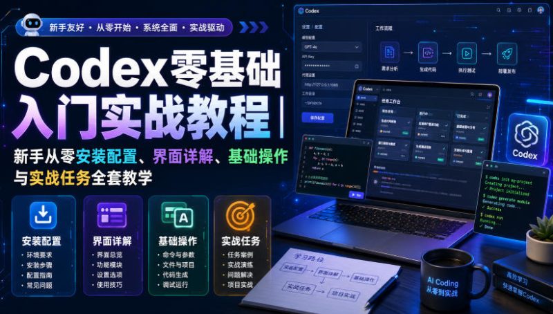 Codex零基础入门实战教程|新手从零安装配置、界面详解、基础操作与实战任务全套教学昊趣阁资源网昊趣阁资源网