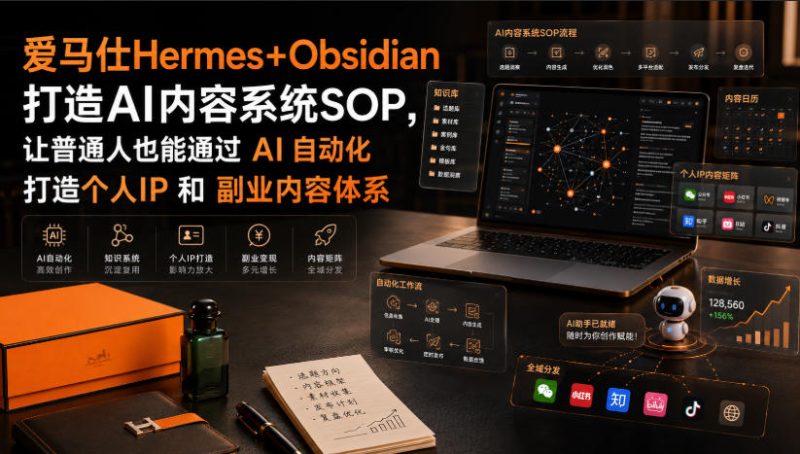 爱马仕Hermes+Obsidian打造AI内容系统SOP,让普通人也能通过 AI 自动化打造个人IP 和 副业内容体系昊趣阁资源网昊趣阁资源网