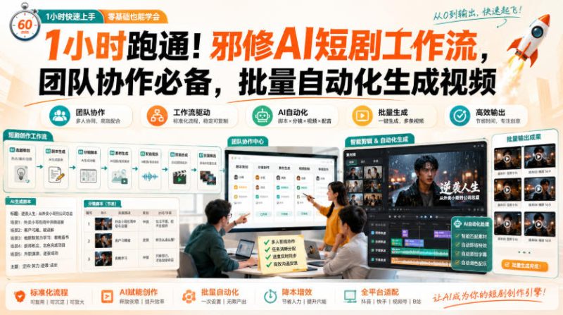 1小时跑通!邪修AI短剧工作流,团队协作必备,批量自动化生成视频昊趣阁资源网昊趣阁资源网