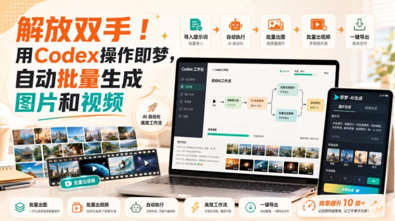 解放双手!用Codex操作即梦,自动批量生成图片和视频昊趣阁资源网昊趣阁资源网