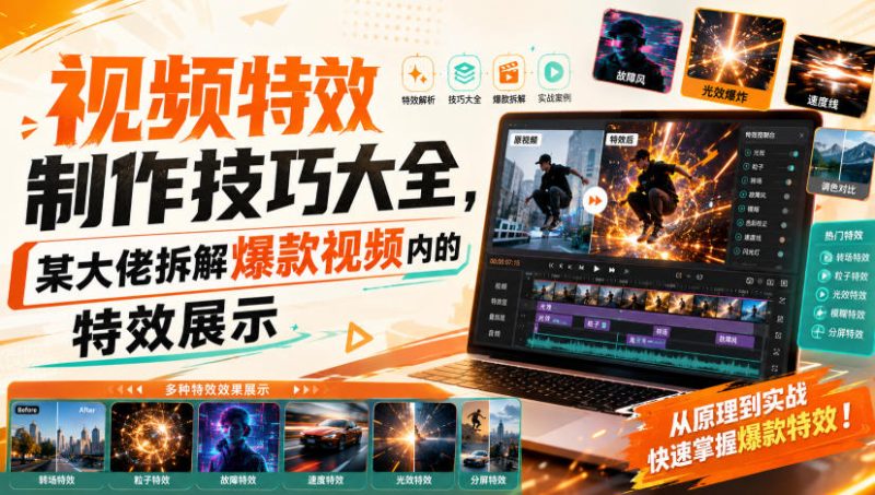 视频特效制作技巧大全,某大佬拆解爆款视频内的特效展示昊趣阁资源网昊趣阁资源网