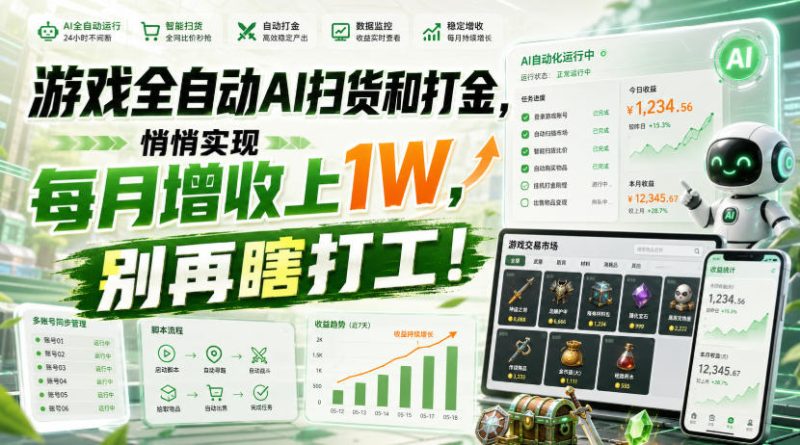 游戏全自动AI扫货和打金,悄悄实现每月增收上1W,别再瞎打工!【揭秘】昊趣阁资源网昊趣阁资源网