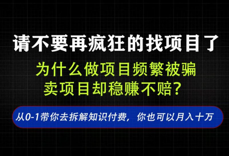找项目?别傻了!卖项目才是真的一本万利!看完你全都懂了【揭秘】昊趣阁资源网昊趣阁资源网