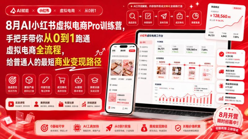 8月AI小红书虚拟电商Pro训练营,手把手带你从0到1跑通虚拟电商全流程,给普通人的最短商业变现路径(更新0824)昊趣阁资源网昊趣阁资源网