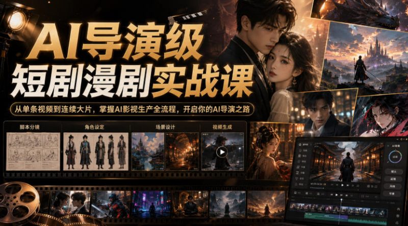 AI导演级短剧漫剧实战课,从单条视频到连续大片,掌握AI影视生产全流程,开启你的AI导演之路!昊趣阁资源网昊趣阁资源网