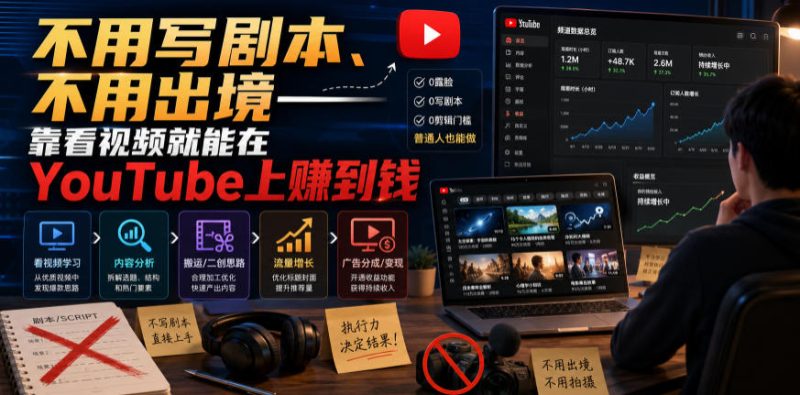 不用写剧本、不用出境——靠看视频就能在YouTube上賺到钱【原创双语字幕】昊趣阁资源网昊趣阁资源网