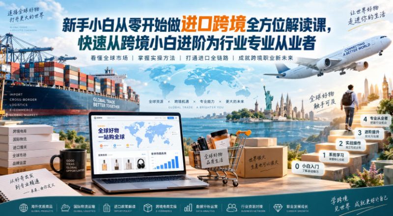 新手小白从零开始做进口跨境全方位解读课，快速从跨境小白进阶为行业专业从业者昊趣阁资源网昊趣阁资源网