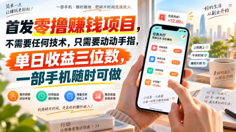 首发零撸賺钱项目,不需要任何技术,只需要动动手指,单日收益三位数,一部手机随时可做【揭秘】昊趣阁资源网昊趣阁资源网