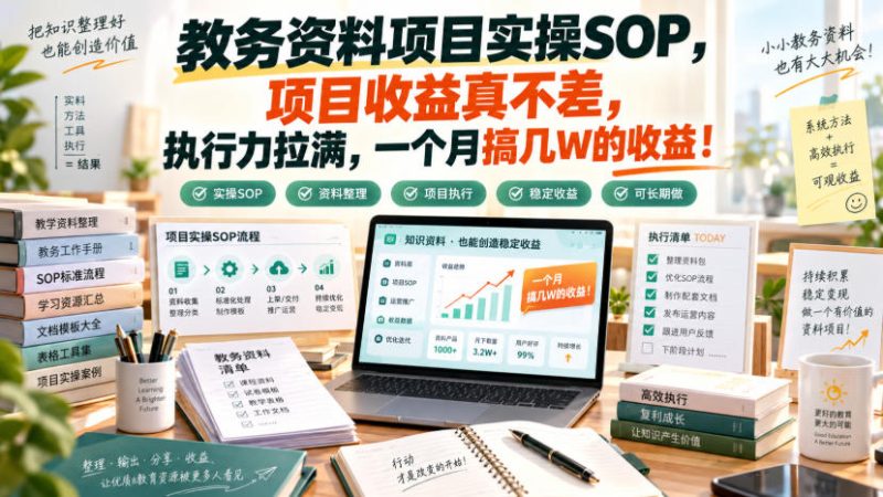 教务资料项目实操SOP,项目收益真不差,执行力拉满,一个月搞几W的收益昊趣阁资源网昊趣阁资源网
