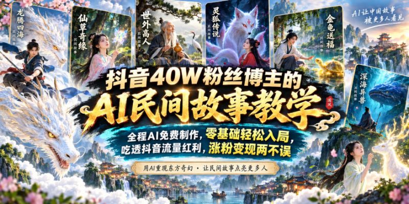 抖音40W粉丝博主的AI民间故事教学,全程AI免费制作,零基础轻松入局,吃透抖音流量红利,涨粉变现两不误昊趣阁资源网昊趣阁资源网