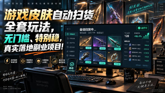 游戏皮肤自动扫货全套玩法，无门槛、特别稳，真实落地副业项目！【揭秘】昊趣阁资源网昊趣阁资源网