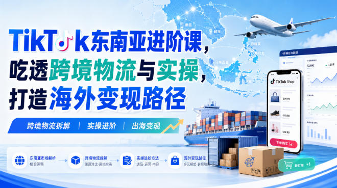 TikTok东南亚进阶课,吃透跨境物流与实操,打造海外变现路径昊趣阁资源网昊趣阁资源网