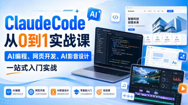 Claude Code从0到1实战课，AI编程、网页开发、AI影音设计一站式入门实战（更新）昊趣阁资源网昊趣阁资源网