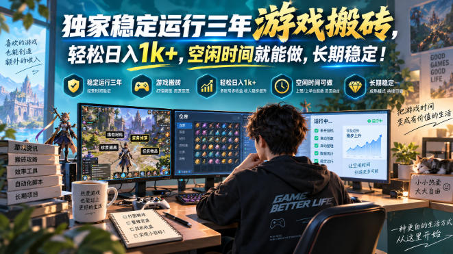 独家稳定运行三年游戏搬砖,轻松日入1k+,空闲时间就能做,长期稳定!【揭秘】昊趣阁资源网昊趣阁资源网