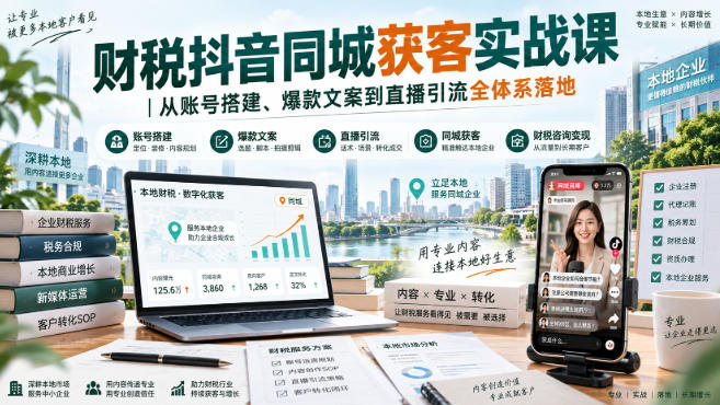 财税抖音同城获客实战课|从账号搭建、爆款文案到直播引流全体系落地昊趣阁资源网昊趣阁资源网