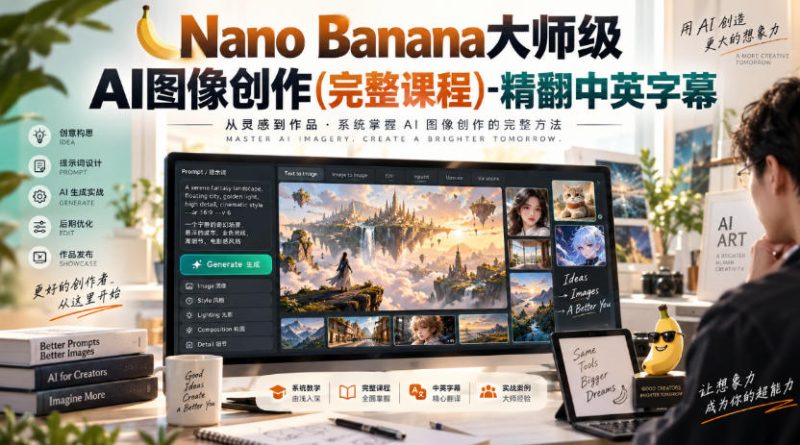 【无水印】Nano Banana大师级AI图像创作(完整课程)-精翻中英字幕昊趣阁资源网昊趣阁资源网