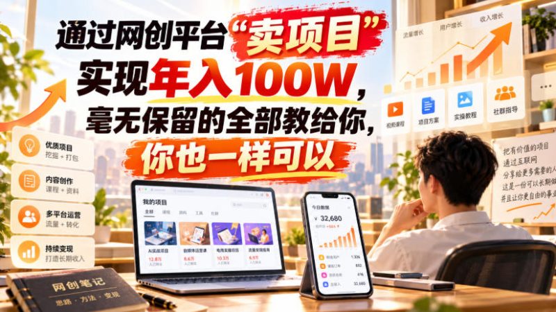 通过网创平台“卖项目”实现年入100W,毫无保留的全部教给你,你也一样可以!【揭秘】昊趣阁资源网昊趣阁资源网