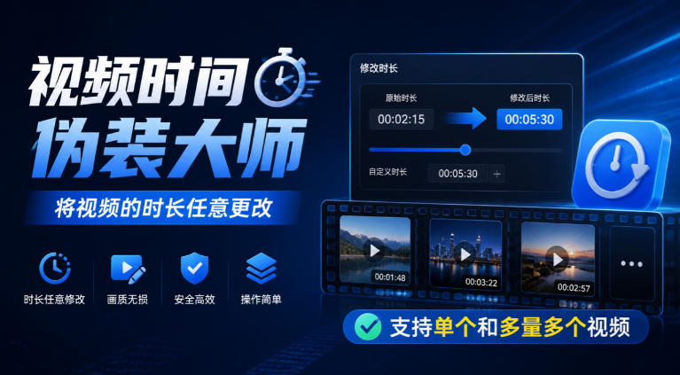 视频时间伪装大师,将视频的时长任意更改,支持单个和多量多个视频昊趣阁资源网昊趣阁资源网