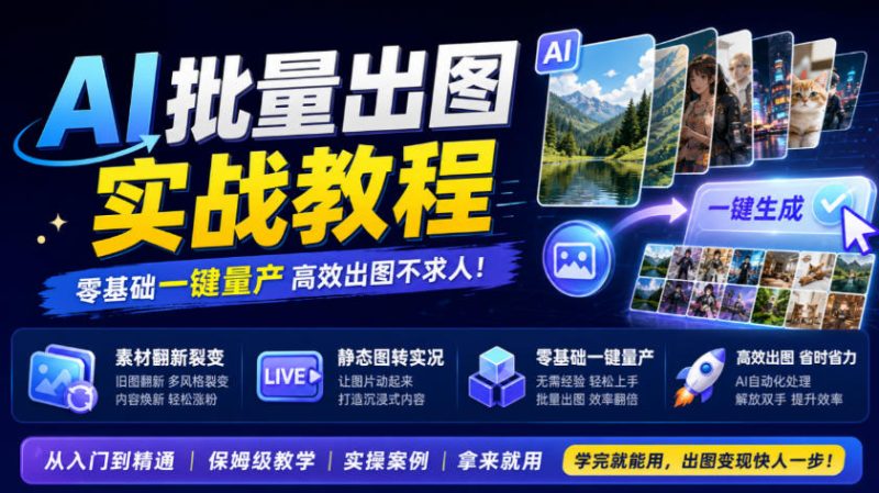 AI批量出图实战教程,素材翻新裂变,静态图转实况,零基础一键量产昊趣阁资源网昊趣阁资源网