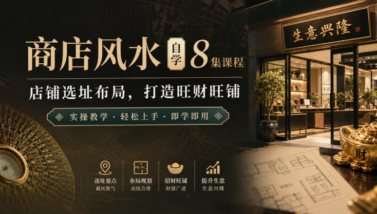 商店风水自学8集课程|店铺选址布局,打造旺财旺铺实操教学昊趣阁资源网昊趣阁资源网