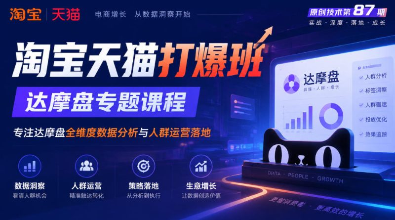 《淘宝天猫打爆班》原创技术第87期,达摩盘专题课程,专注达摩盘全维度数据分析与人群运营落地昊趣阁资源网昊趣阁资源网