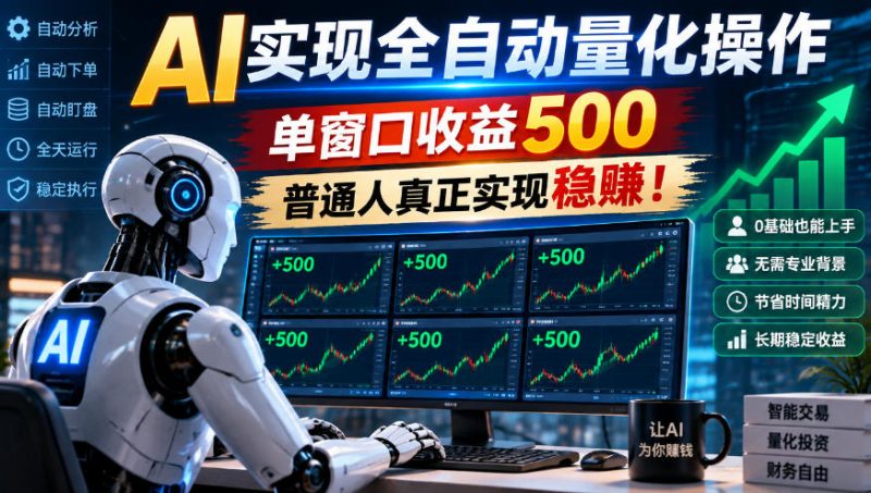 AI实现全自动量化操作,单窗口收益500,普通人真正实现稳賺!【揭秘】昊趣阁资源网昊趣阁资源网