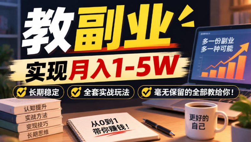 “教副业”实现月入1-5W,长期稳定,全套实战玩法毫无保留的全部教给你!【揭秘】昊趣阁资源网昊趣阁资源网