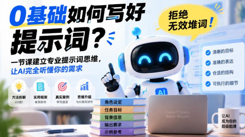 0基础如何写好提示词,拒绝无效堆词!一节课建立专业提示词思维,让AI完全听懂你的需求昊趣阁资源网昊趣阁资源网