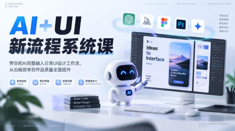 【无水印】AI+UI新流程系统课，带你把AI完整融入日常UI设计工作流，从出稿效率到作品质量全面提升（2026第4期）昊趣阁资源网昊趣阁资源网