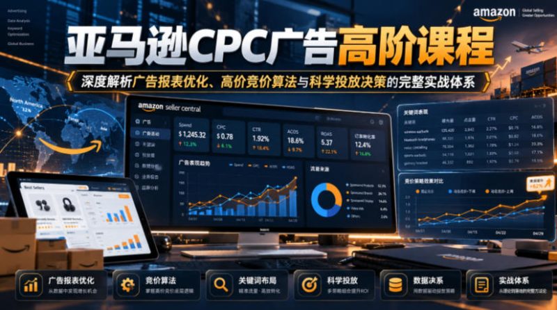 亚马逊CPC广告高阶课程，深度解析广告报表优化、高价竞价算法与科学投放决策的完整实战体系昊趣阁资源网昊趣阁资源网