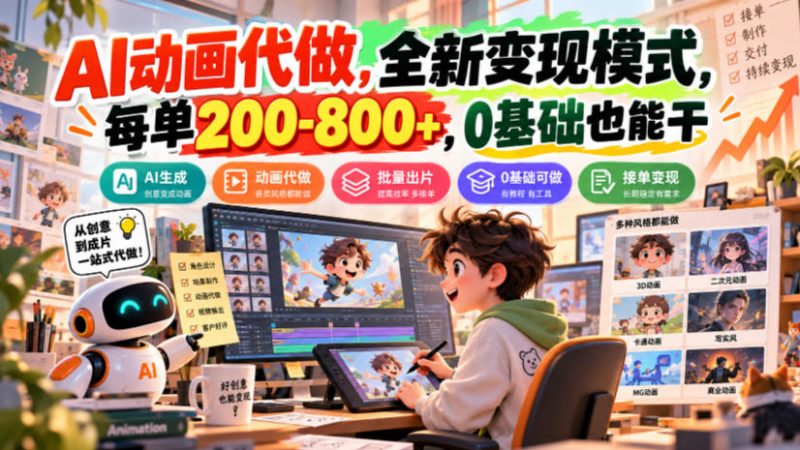 AI动画代做，全新变现模式，每单200-800+，0基础也能干【揭秘】昊趣阁资源网昊趣阁资源网