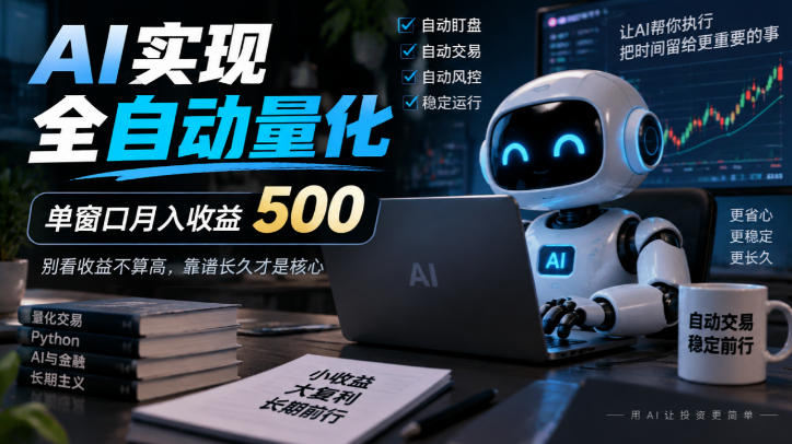 AI实现全自动量化,单窗口月入收益500,别看收益不算高,靠谱长久才是核心【揭秘】昊趣阁资源网昊趣阁资源网