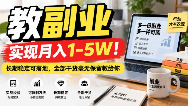 “教副业”实现月入1-5W!长期稳定可落地,全部干货毫无保留教给你【揭秘】昊趣阁资源网昊趣阁资源网