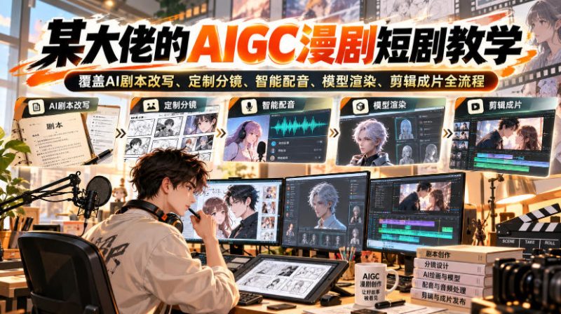 某大佬的AIGC漫剧短剧教学,覆盖AI剧本改写、定制分镜、智能配音、模型渲染、剪辑成片全流程昊趣阁资源网昊趣阁资源网